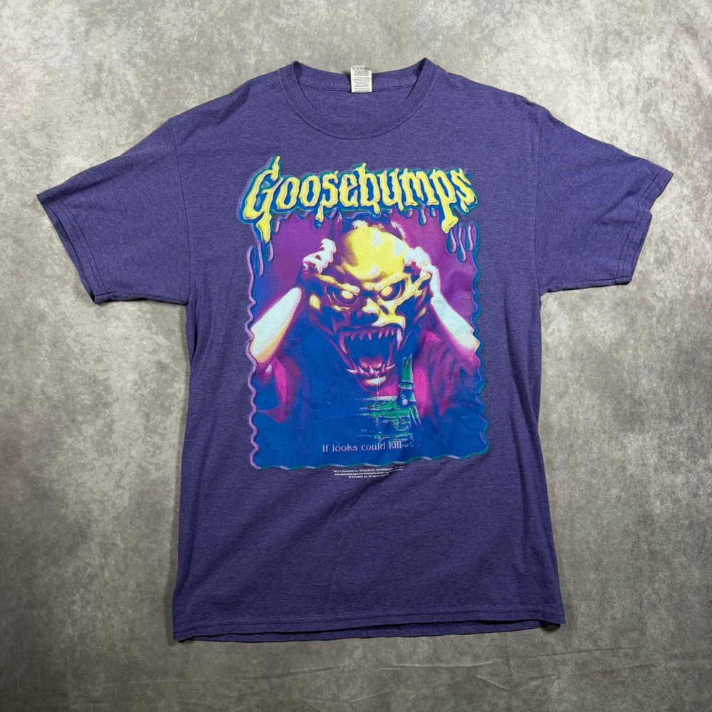 Goosebumps If Looks Could Kill Purple Graphic T-Shirt Mens Medium Monster Horror